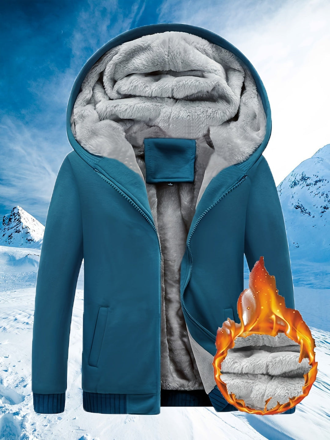 Mens Fleece Jacket with Hood Warm Fit - BritishMode