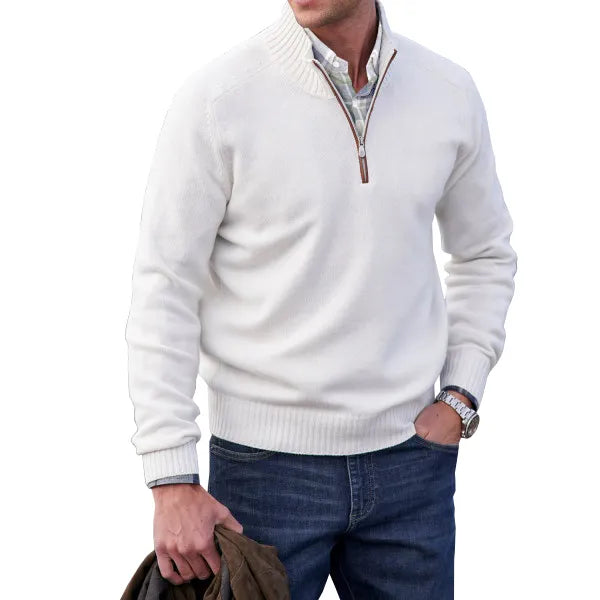 Mens Quarter Zip Pullover with Shoulder Seam Detail