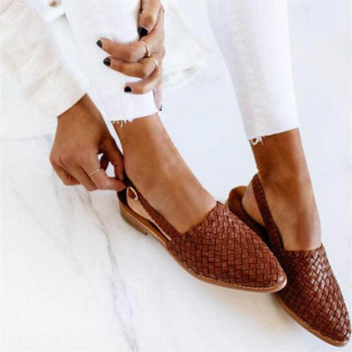 Womens Slip-On Loafers Woven Flat Style - BritishMode