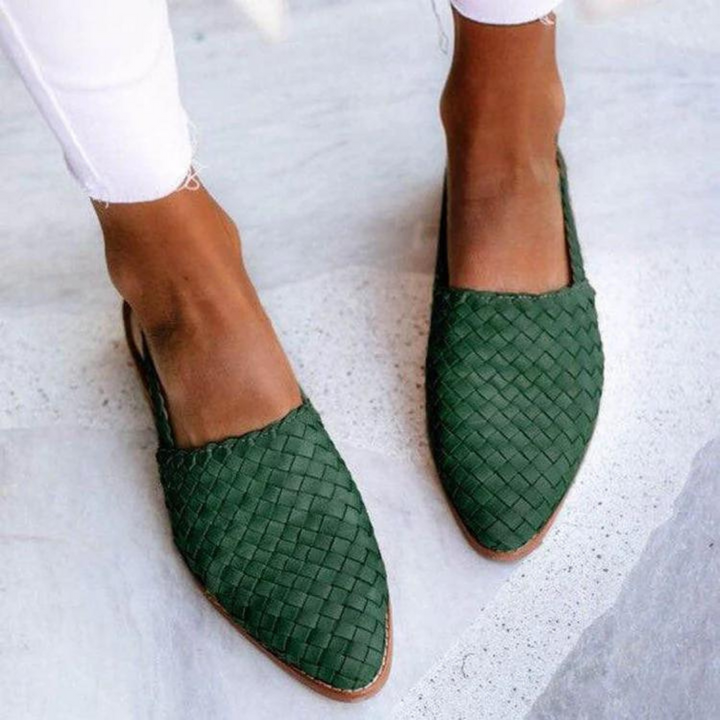 Womens Slip-On Loafers Woven Flat Style