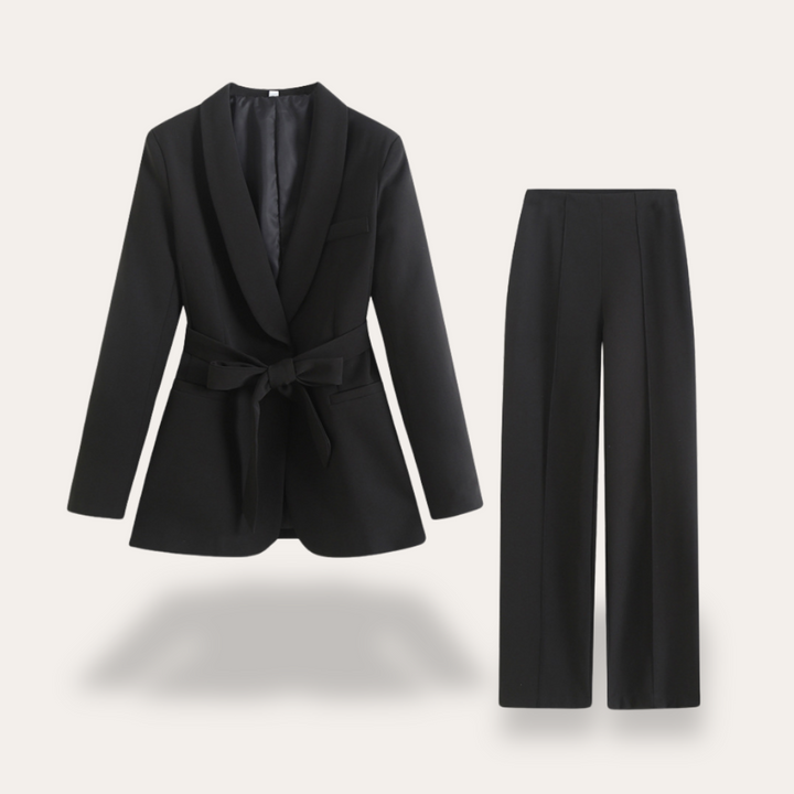 Womens Blazer and Pants Set Belted Tailored Fit