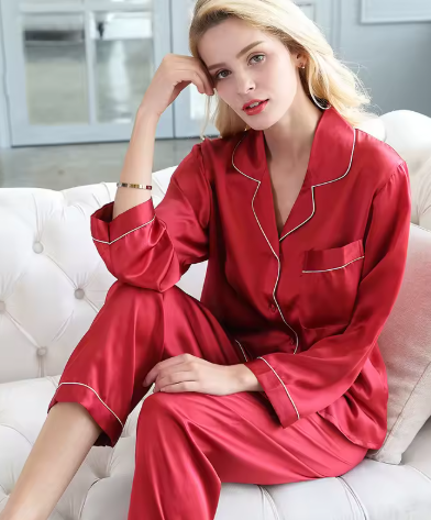 Womens Pajama Set Button-Down Relaxed Fit