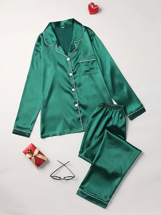 Womens Pajama Set Button-Down Relaxed Fit