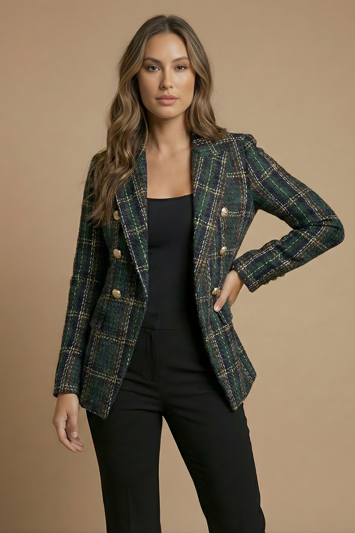 Womens Blazer Jacket Checked Fitted