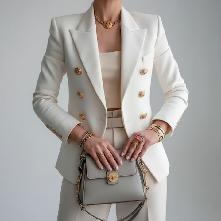 Womens Blazer Double-Breasted Fitted Tailored - BritishMode