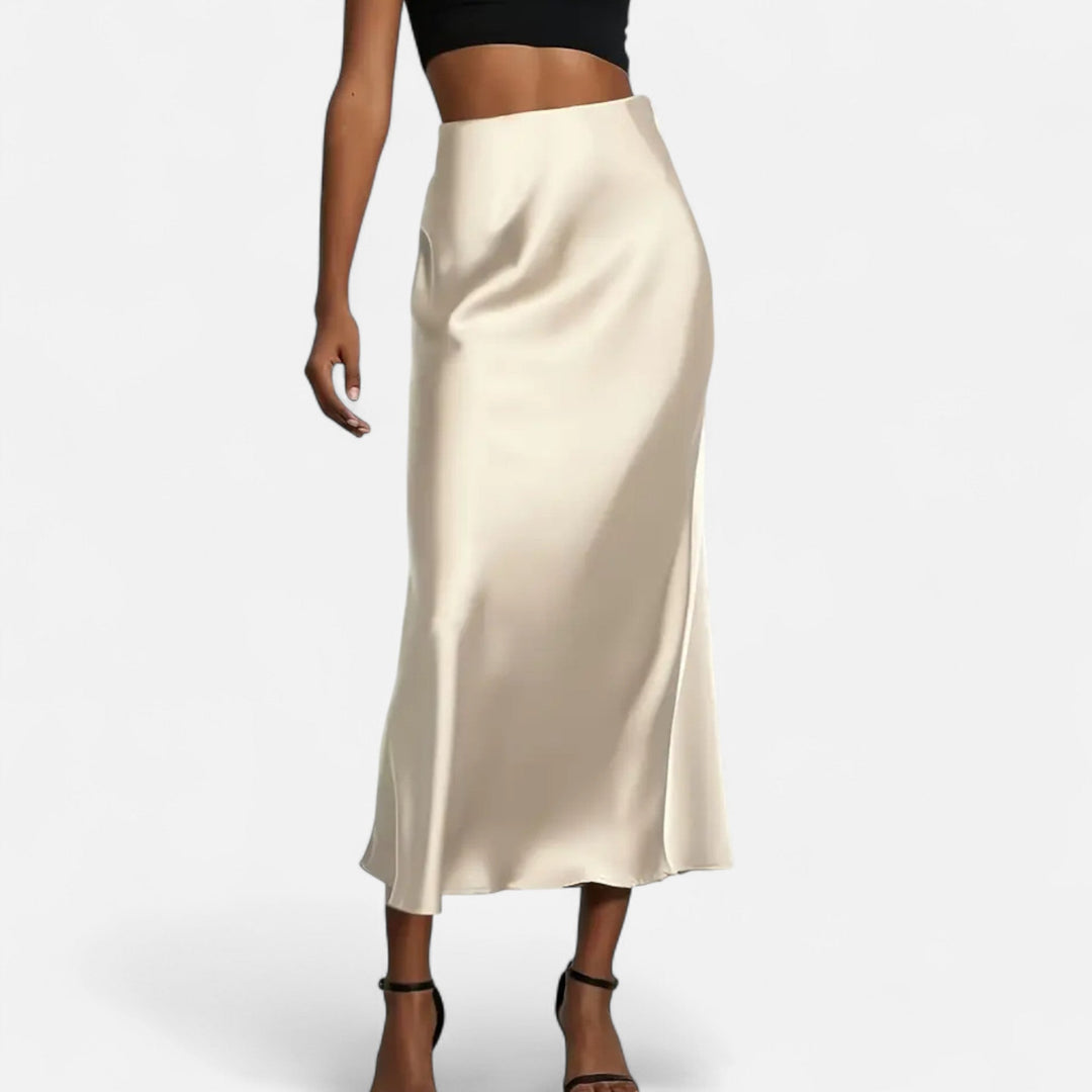 Womens Midi Skirt High-Waisted A-Line Fit - BritishMode