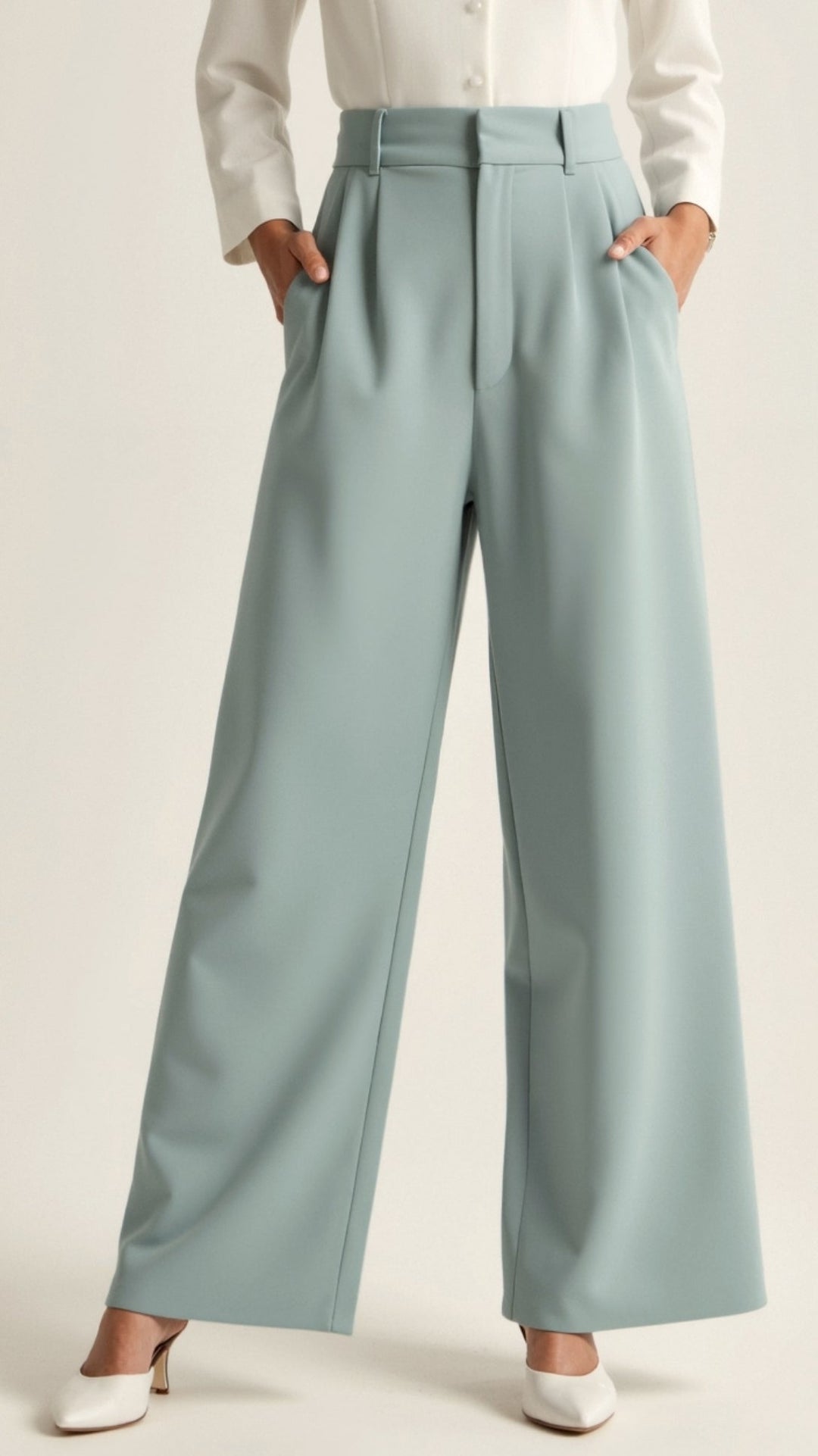 Womens Wide Leg Pants High-Waisted Pleated