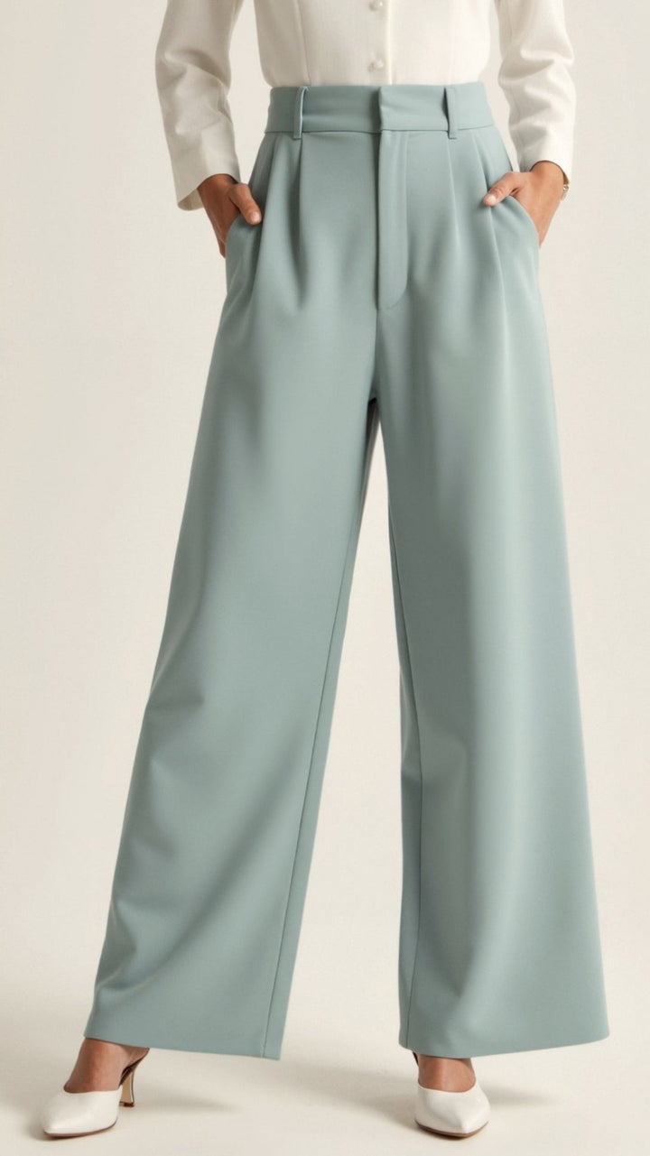 Womens Wide Leg Pants High-Waisted Pleated