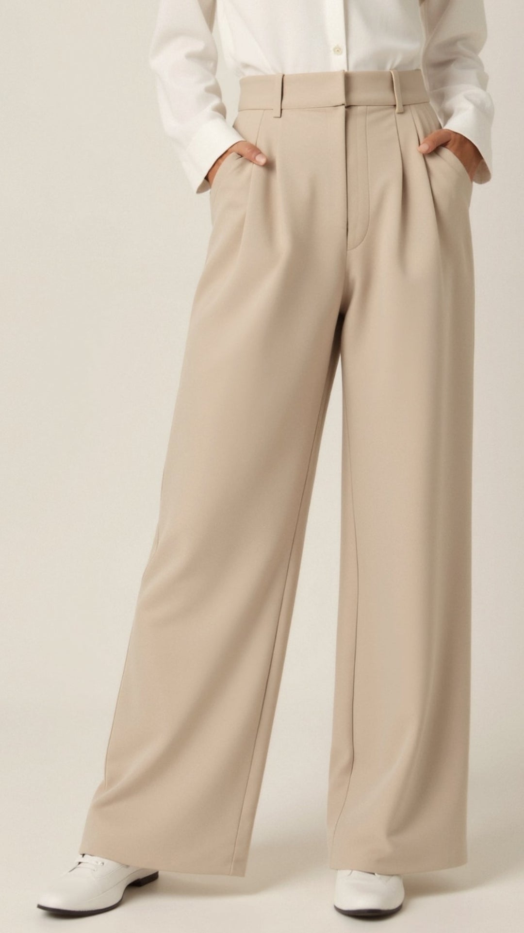 Womens Wide Leg Pants High-Waisted Pleated