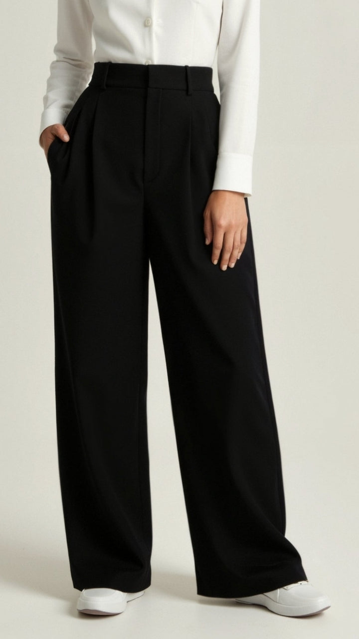 Womens Wide Leg Pants High-Waisted Pleated