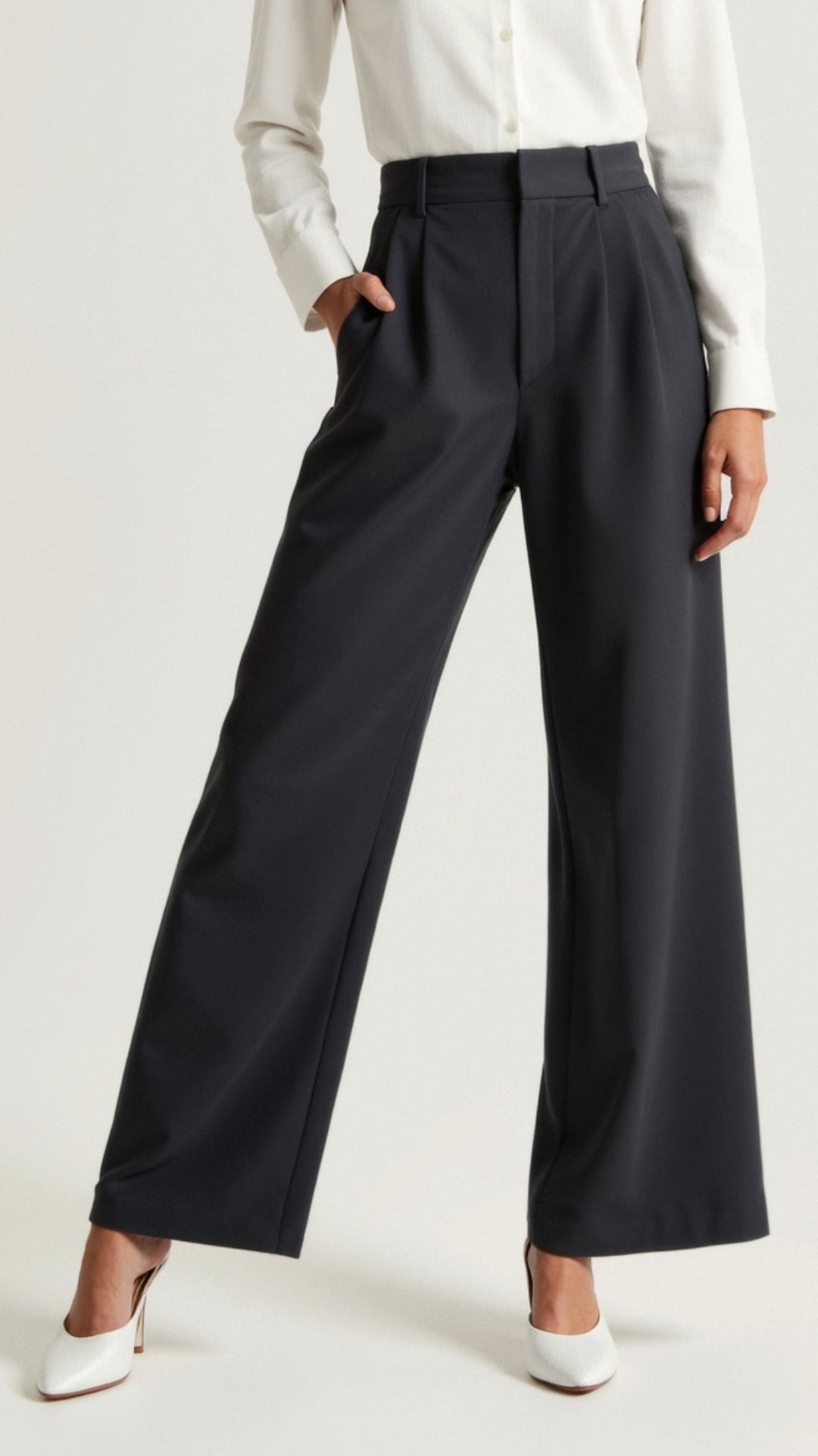 Womens Wide Leg Pants High-Waisted Pleated