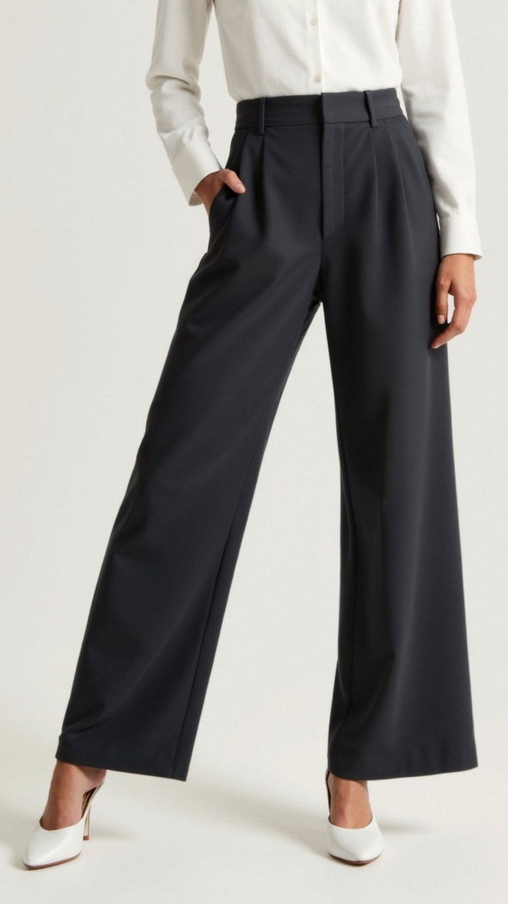 Womens Wide Leg Pants High-Waisted Pleated