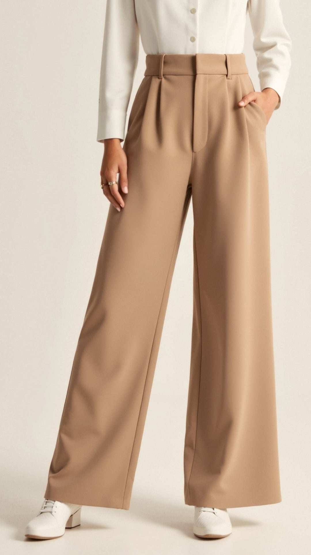 Womens Wide Leg Pants High-Waisted Pleated