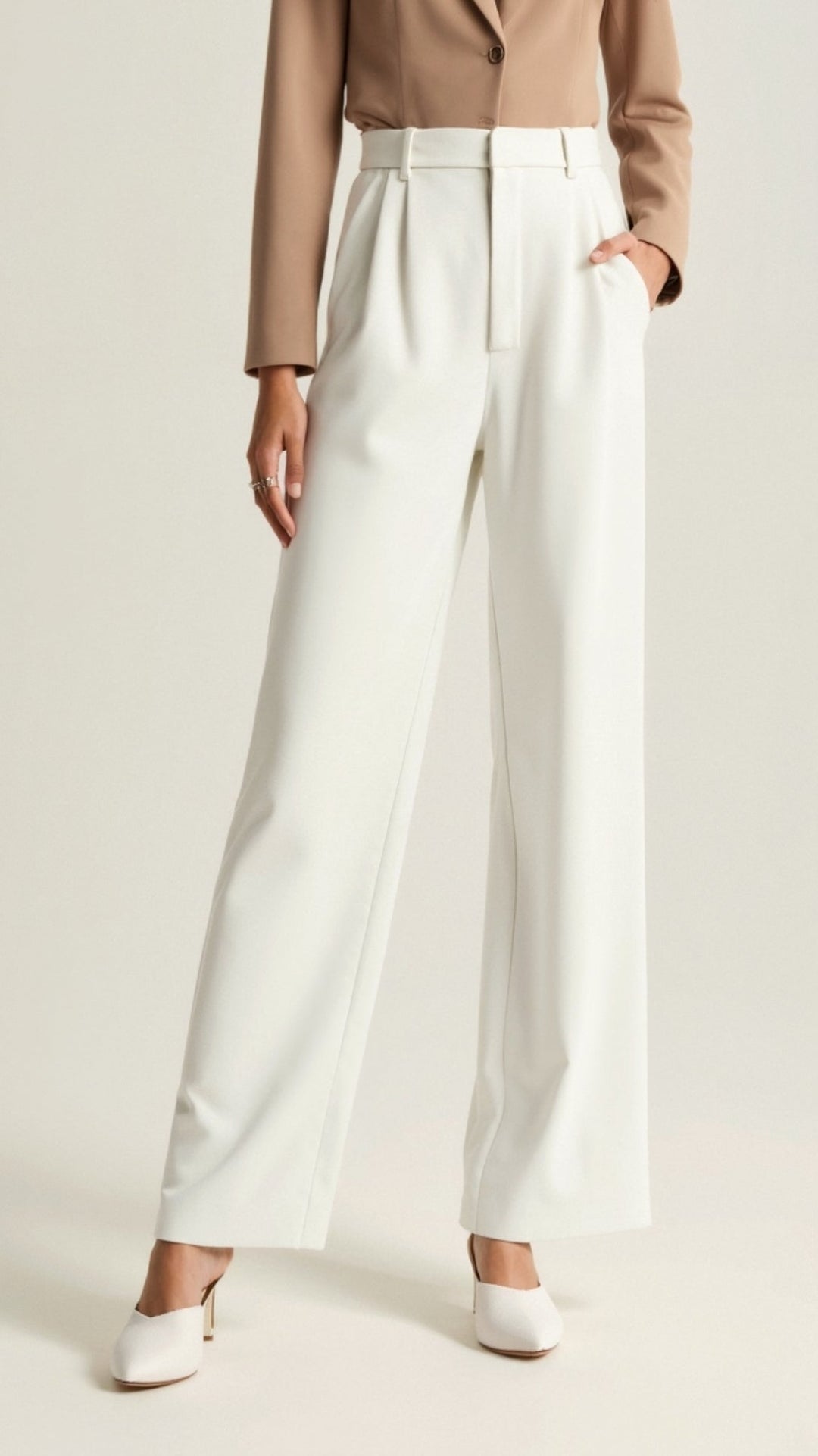 Womens Wide Leg Pants High-Waisted Pleated