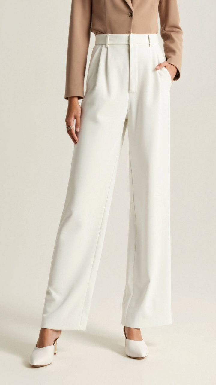 Womens Wide Leg Pants High-Waisted Pleated