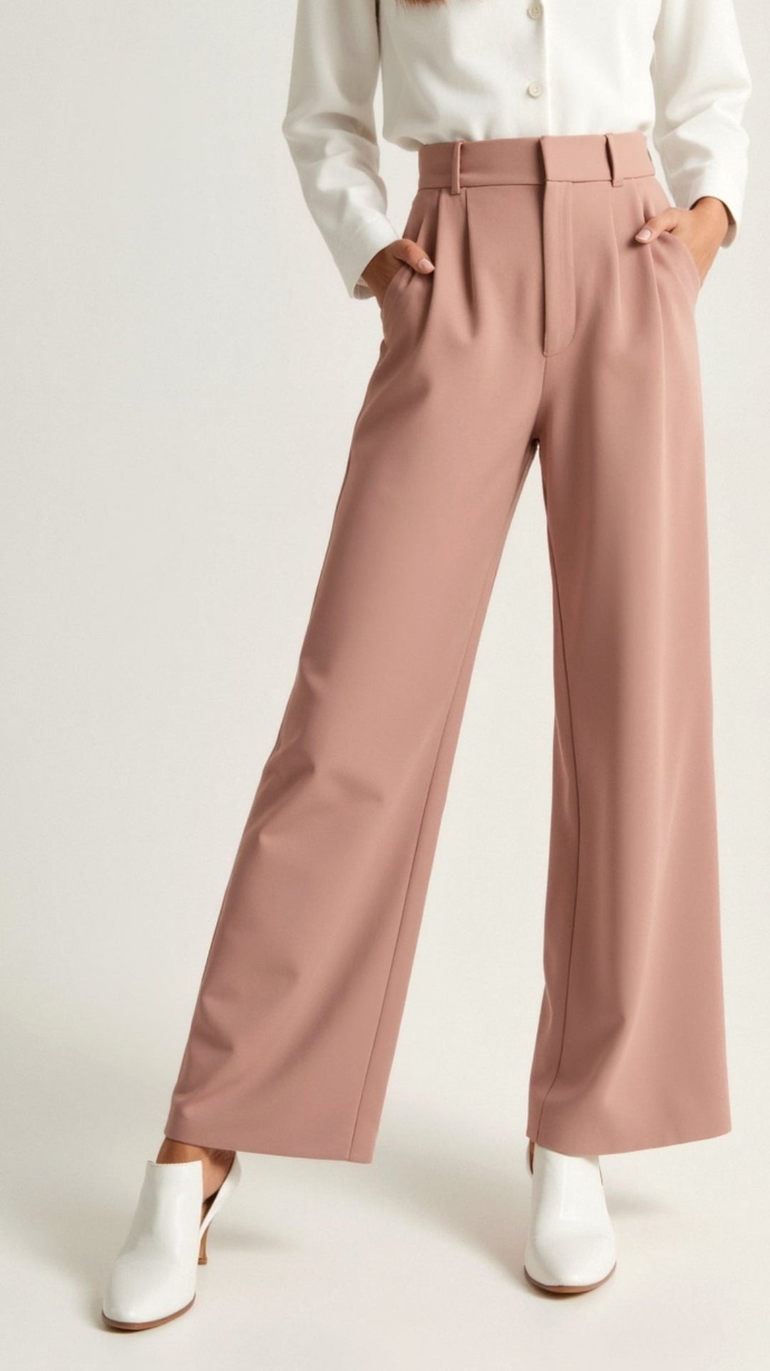 Womens Wide Leg Pants High-Waisted Pleated