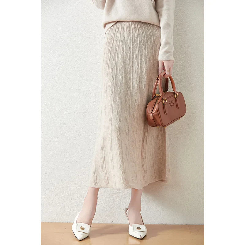 Womens Knit A-Line Midi Skirt