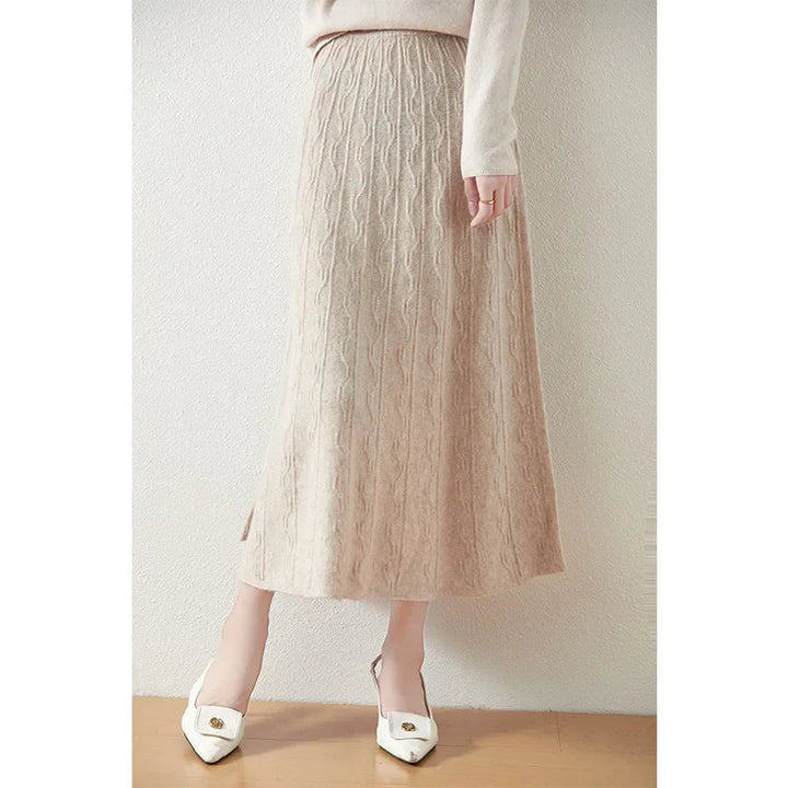 Womens Knit A-Line Midi Skirt