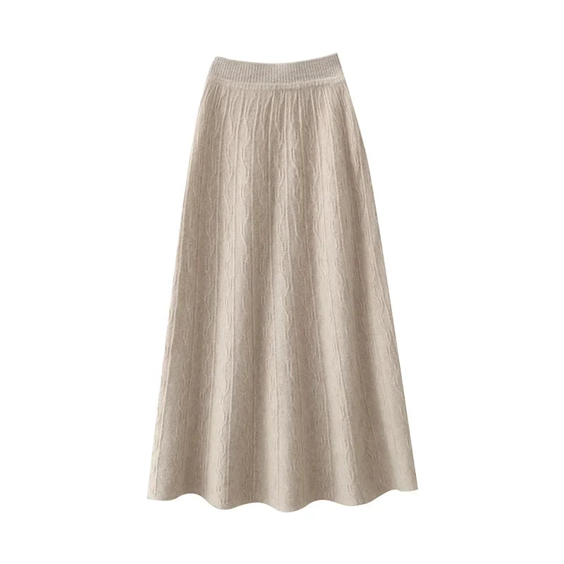 Womens Knit A-Line Midi Skirt