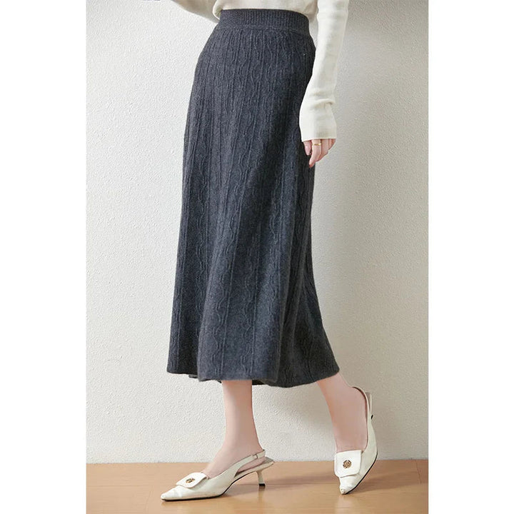 Womens Knit A-Line Midi Skirt