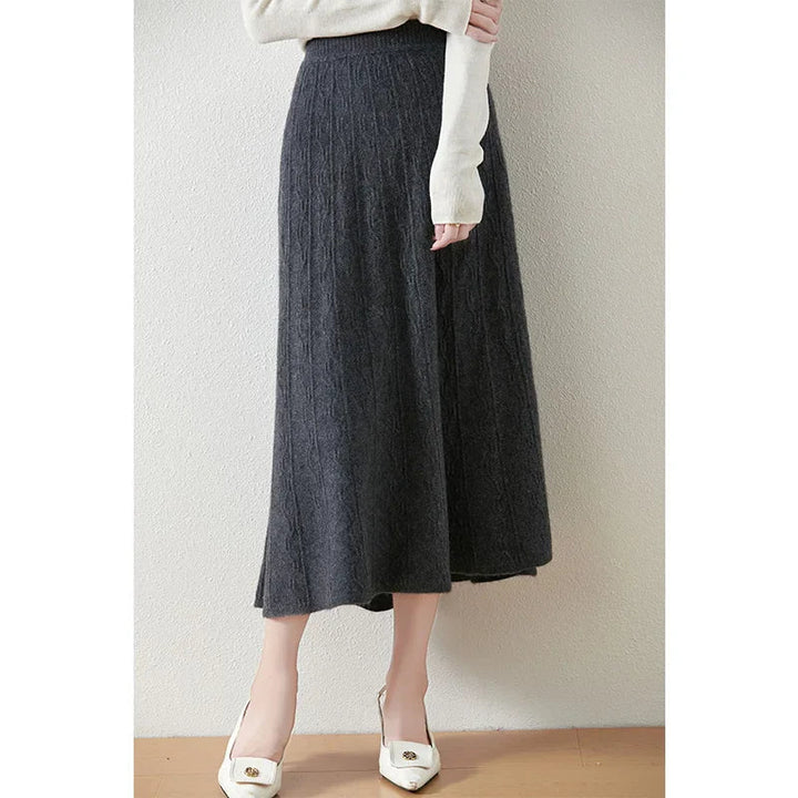 Womens Knit A-Line Midi Skirt