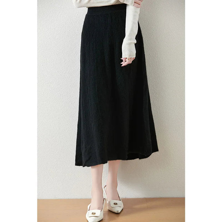 Womens Knit A-Line Midi Skirt
