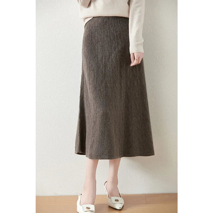 Womens Knit A-Line Midi Skirt