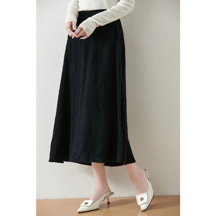 Womens Knit A-Line Midi Skirt