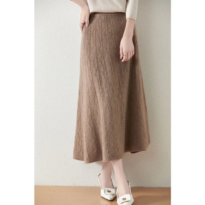 Womens Knit A-Line Midi Skirt