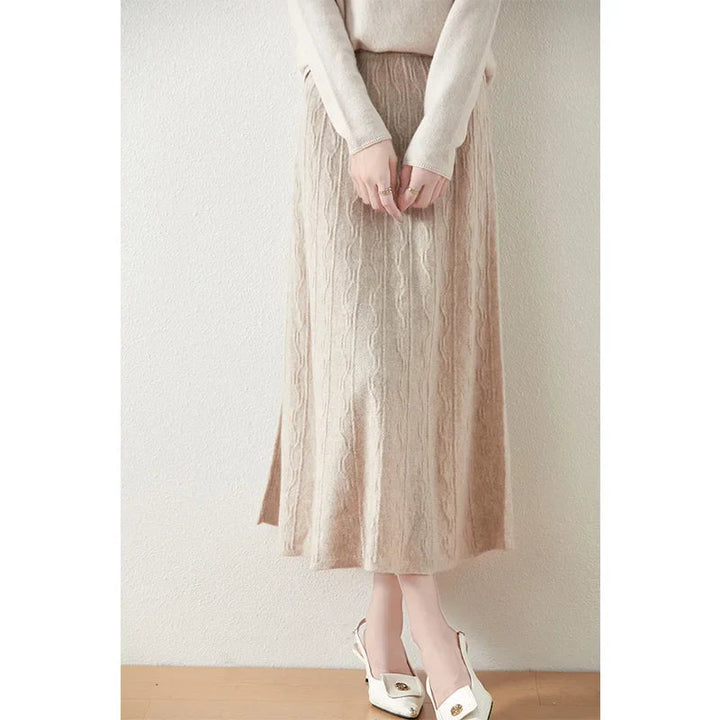 Womens Knit A-Line Midi Skirt