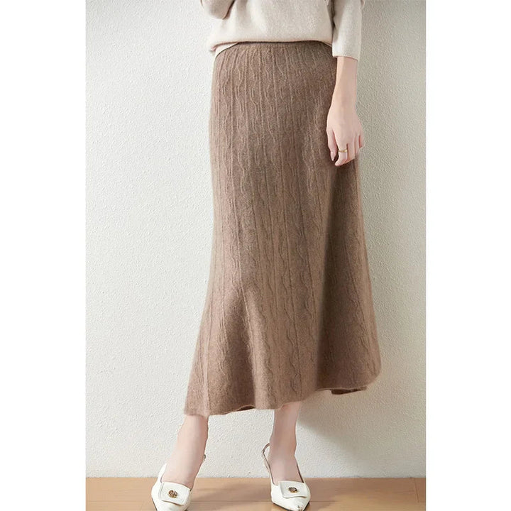 Womens Knit A-Line Midi Skirt