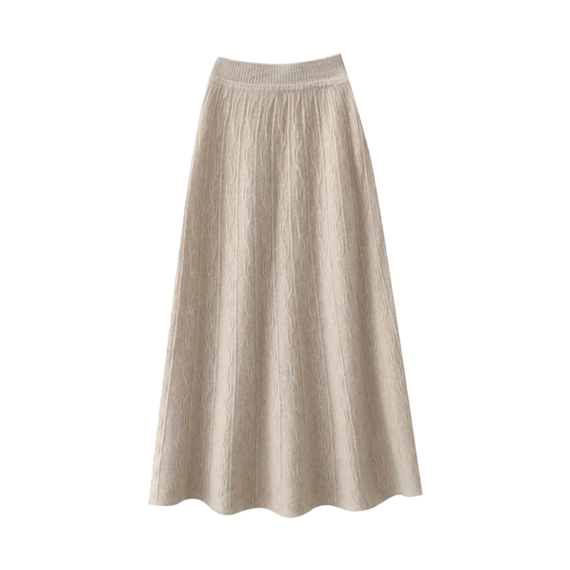 Womens Knit A-Line Midi Skirt