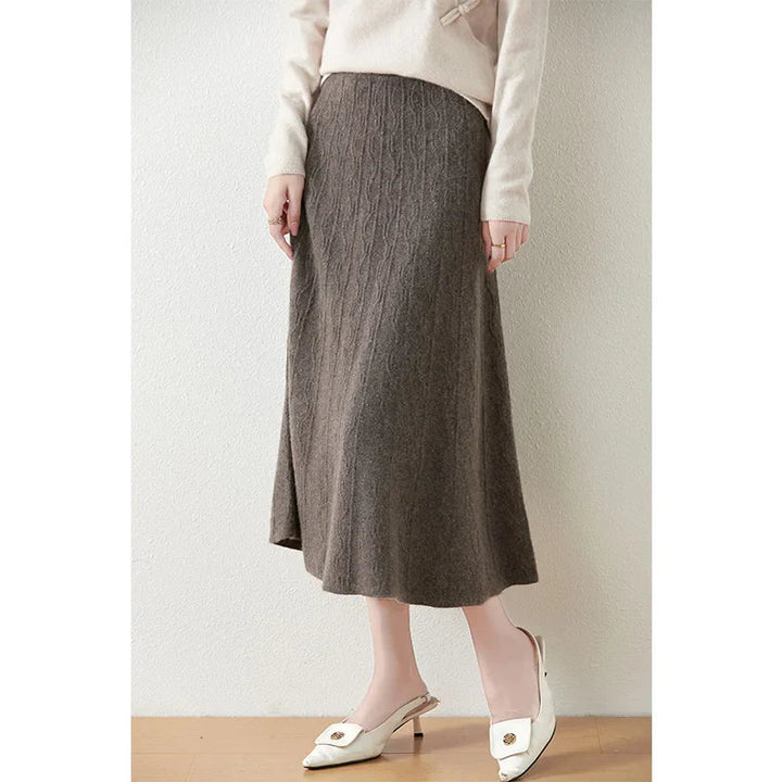 Womens Knit A-Line Midi Skirt