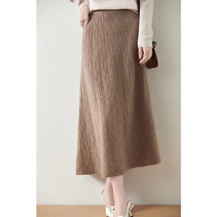 Womens Knit A-Line Midi Skirt