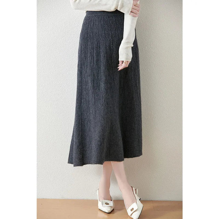 Womens Knit A-Line Midi Skirt