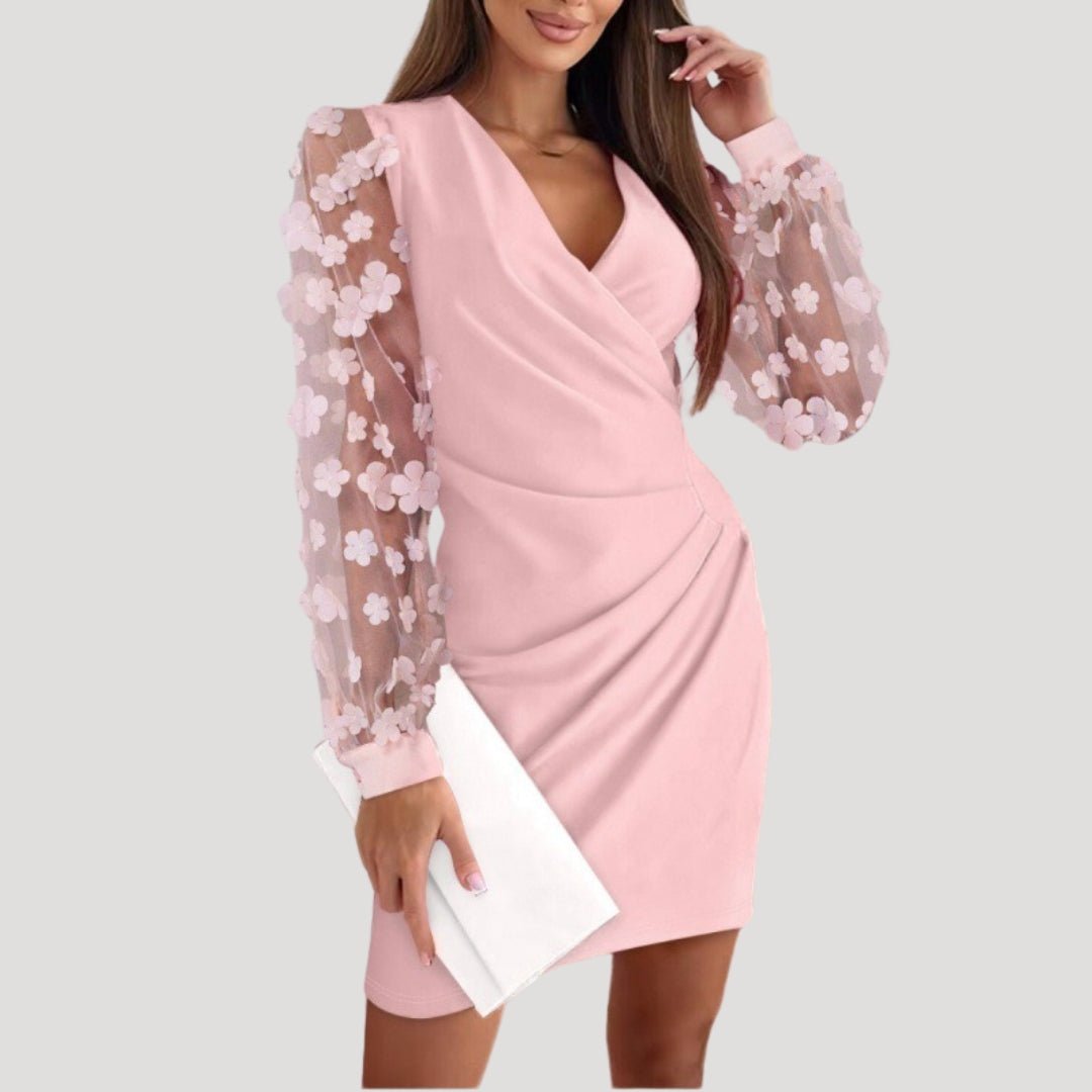 Womens Wrap Mini Dress Long Sleeve