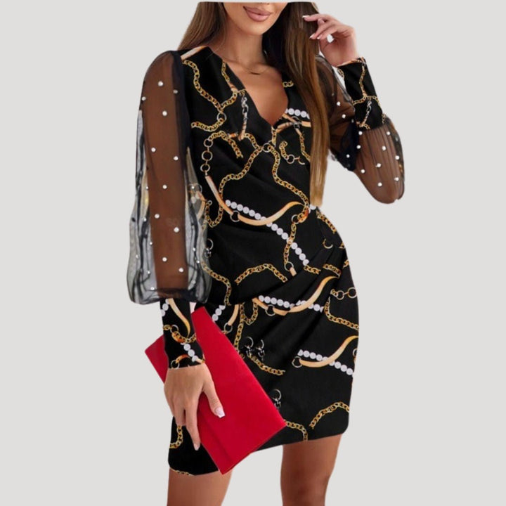 Womens Wrap Mini Dress Long Sleeve