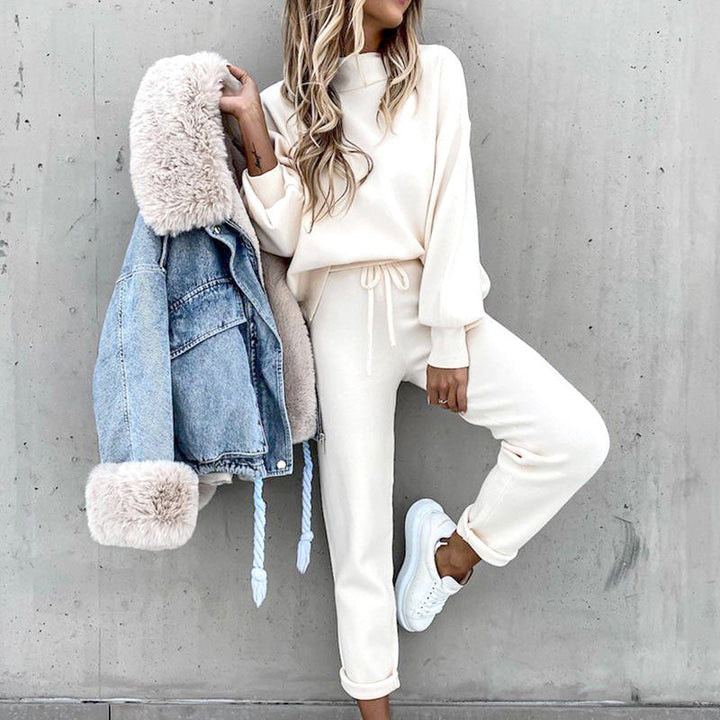 Womens Sweatpants Set Cotton Relaxed Fit - BritishMode
