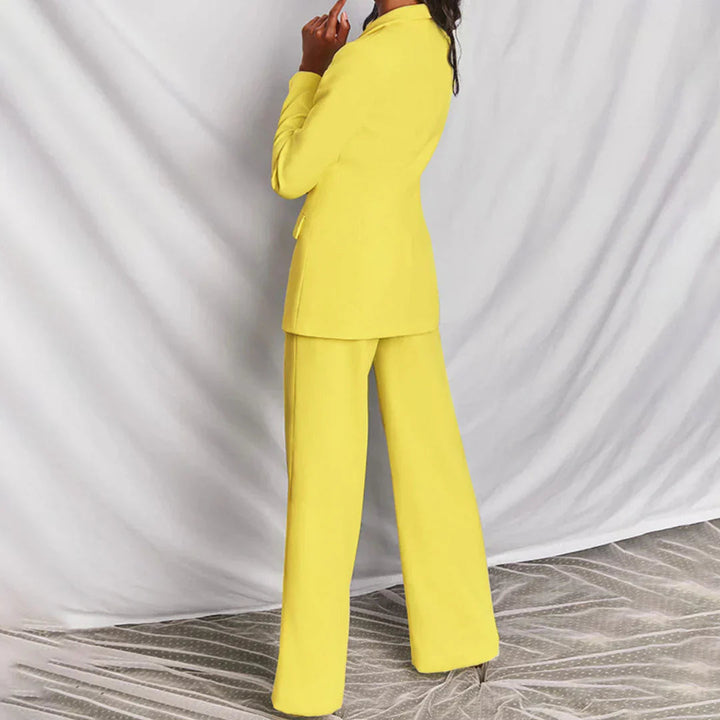 Womens Wide-Leg Pants Suit Set Relaxed Fit