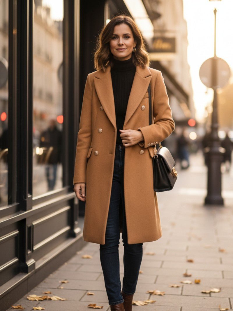 Womens Peacoat Wool Structured Classic Fit - BritishMode