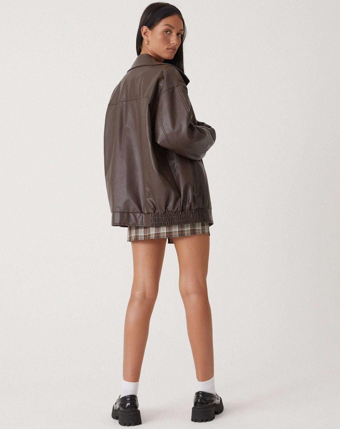 Womens Oversized Leather Jacket Comfortable Relaxed Fit