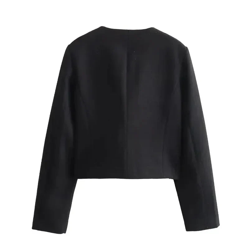 Womens Cropped Bomber Jacket Button Front