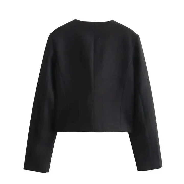 Womens Cropped Bomber Jacket Button Front