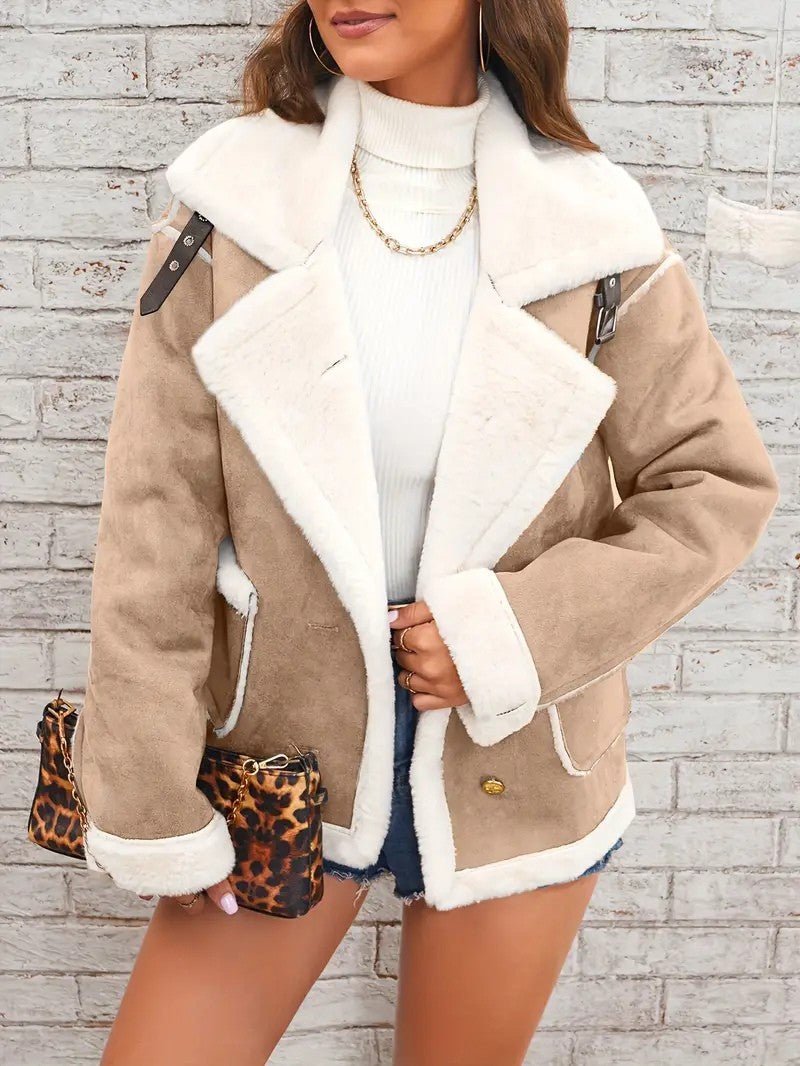 Womens Winter Coat with Lapel Collar Elegant Fit