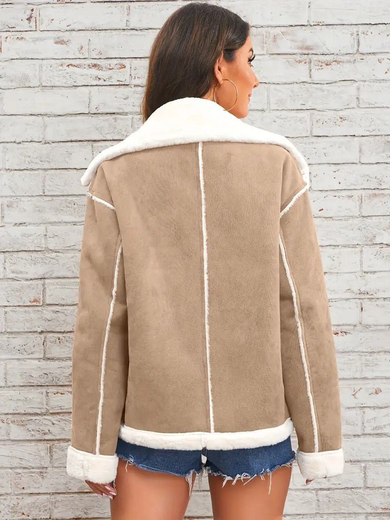 Womens Winter Coat with Lapel Collar Elegant Fit