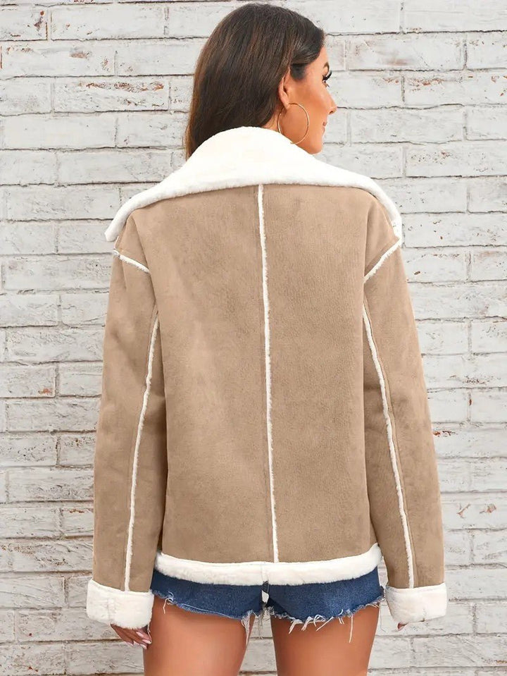Womens Winter Coat with Lapel Collar Elegant Fit