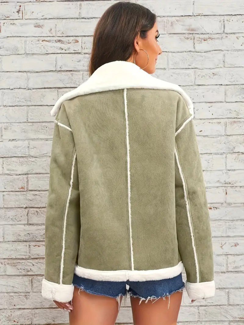 Womens Winter Coat with Lapel Collar Elegant Fit