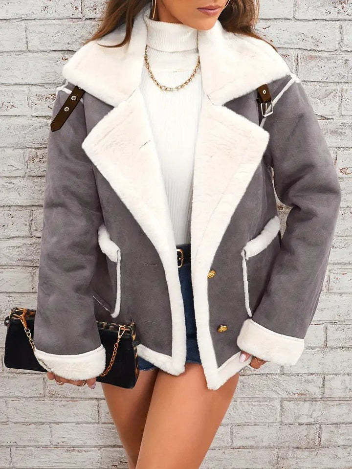Womens Winter Coat with Lapel Collar Elegant Fit - BritishMode