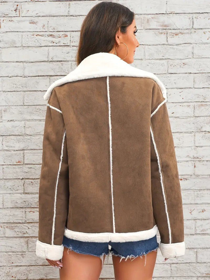 Womens Winter Coat with Lapel Collar Elegant Fit