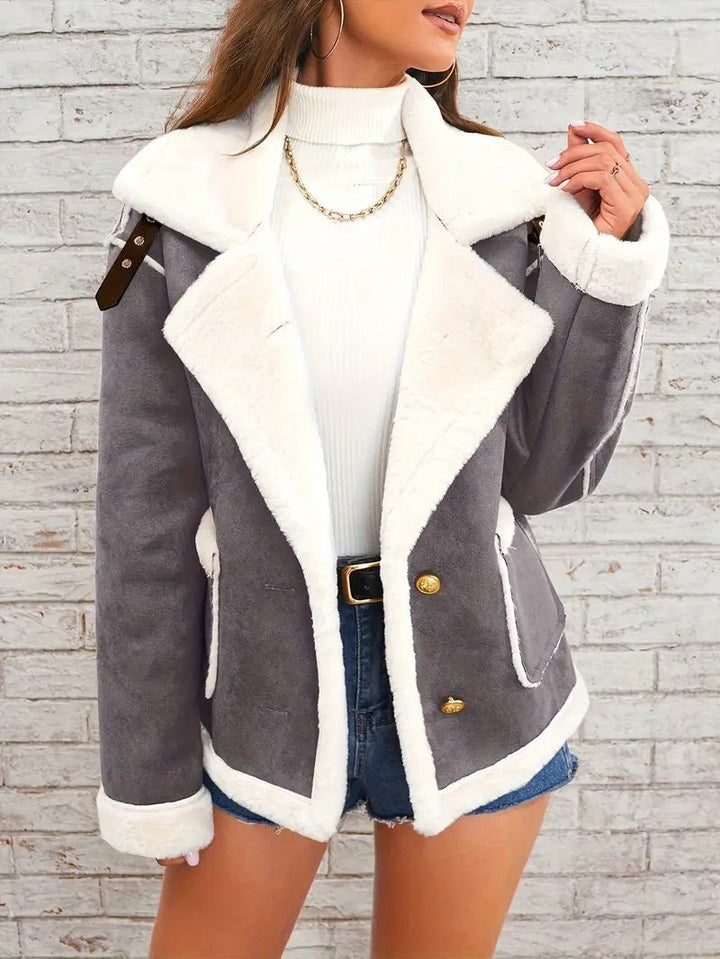 Womens Winter Coat with Lapel Collar Elegant Fit